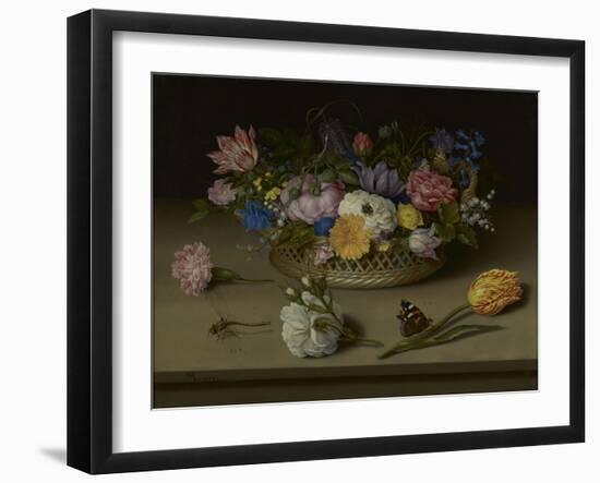 A Still Life of Flowers, a Dragonfly and a Red Admiral, 1614-Ambrosius The Elder Bosschaert-Framed Giclee Print