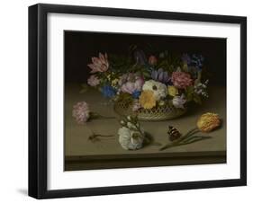 A Still Life of Flowers, a Dragonfly and a Red Admiral, 1614-Ambrosius The Elder Bosschaert-Framed Giclee Print