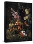 A Still Life of Flowers and a Basket of Fruit-Johan Laurentz Jensen-Framed Stretched Canvas