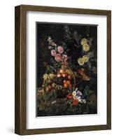 A Still Life of Flowers and a Basket of Fruit-Johan Laurentz Jensen-Framed Giclee Print