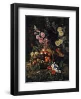 A Still Life of Flowers and a Basket of Fruit-Johan Laurentz Jensen-Framed Premium Giclee Print