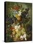 A Still Life of Flowers and Fruit-Jan van Os-Stretched Canvas