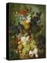 A Still Life of Flowers and Fruit-Jan van Os-Stretched Canvas