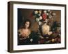 A Still Life of Flowers, Fruit, Vegetables and Seafood on a Ledge-Bernardo Strozzi-Framed Giclee Print