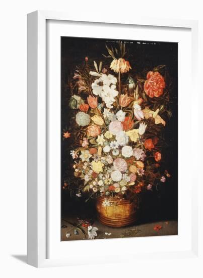 A Still Life of Flowers in a Wooden Tub, C.1630S-Jan Brueghel the Younger-Framed Giclee Print