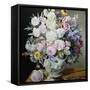 A Still Life of Flowers on a Marble Ledge-Cyane Lecoq Boisbaudran-Framed Stretched Canvas