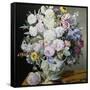 A Still Life of Flowers on a Marble Ledge-Cyane Lecoq Boisbaudran-Framed Stretched Canvas