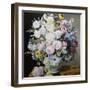 A Still Life of Flowers on a Marble Ledge-Cyane Lecoq Boisbaudran-Framed Photographic Print