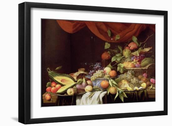 A Still Life of Fruit on a Draped Ledge-Joris van Son-Framed Giclee Print