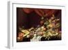 A Still Life of Fruit on a Draped Ledge-Joris van Son-Framed Giclee Print