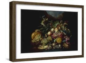 A Still Life of Fruit on a Ledge, probably 1667-Cornelis De Heem-Framed Giclee Print