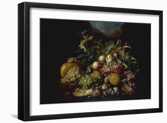 A Still Life of Fruit on a Ledge, probably 1667-Cornelis De Heem-Framed Giclee Print