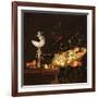 A Still Life of Fruit with a Nautilus Cup on a Draped Ledge-Georg Hinz-Framed Giclee Print