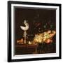 A Still Life of Fruit with a Nautilus Cup on a Draped Ledge-Georg Hinz-Framed Giclee Print