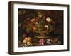 A Still Life of Grapes, Apples, a Peach and Plums in a Basket with Lily of the Valley, a…-Balthasar van der Ast-Framed Giclee Print