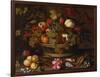 A Still Life of Grapes, Apples, a Peach and Plums in a Basket with Lily of the Valley, a…-Balthasar van der Ast-Framed Giclee Print