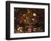 A Still Life of Grapes, Apples, a Peach and Plums in a Basket with Lily of the Valley, a…-Balthasar van der Ast-Framed Giclee Print