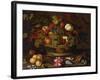 A Still Life of Grapes, Apples, a Peach and Plums in a Basket with Lily of Valley-Balthasar van der Ast-Framed Giclee Print