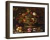 A Still Life of Grapes, Apples, a Peach and Plums in a Basket with Lily of Valley-Balthasar van der Ast-Framed Giclee Print