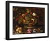 A Still Life of Grapes, Apples, a Peach and Plums in a Basket with Lily of Valley-Balthasar van der Ast-Framed Giclee Print