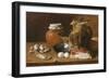 A Still Life of Ham and Eggs (Oil on Canvas)-Luis Egidio Menendez or Melendez-Framed Giclee Print