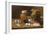 A Still Life of Ham and Eggs (Oil on Canvas)-Luis Egidio Menendez or Melendez-Framed Giclee Print