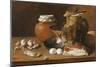 A Still Life of Ham and Eggs (Oil on Canvas)-Luis Egidio Menendez or Melendez-Mounted Giclee Print