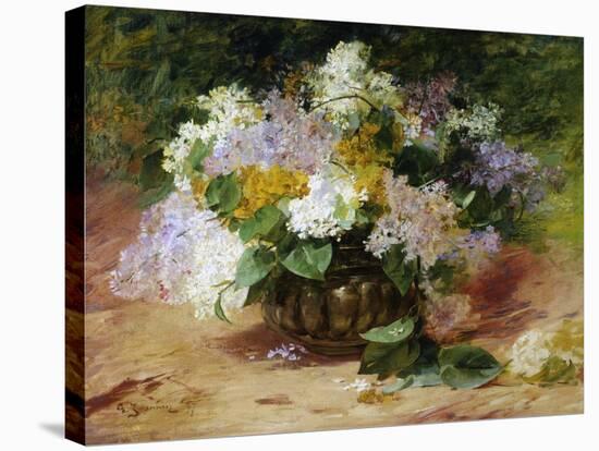 A Still Life of Lilacs-Georges Jennin-Stretched Canvas