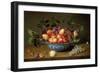 A Still Life of Plums and Apricots in a 'Wan-Li' Porcelain Bowl with a Bunch of Grapes and a…-Jacob van Hulsdonck-Framed Giclee Print