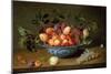 A Still Life of Plums and Apricots in a 'Wan-Li' Porcelain Bowl with a Bunch of Grapes and a…-Jacob van Hulsdonck-Mounted Giclee Print