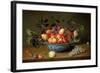 A Still Life of Plums and Apricots in a 'Wan-Li' Porcelain Bowl with a Bunch of Grapes and a…-Jacob van Hulsdonck-Framed Giclee Print