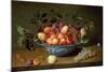 A Still Life of Plums and Apricots in a 'Wan-Li' Porcelain Bowl with a Bunch of Grapes and a…-Jacob van Hulsdonck-Mounted Giclee Print