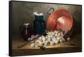 A Still Life of Plums and Jam-Making Utensils-Paul Gagneux-Framed Stretched Canvas