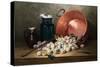 A Still Life of Plums and Jam-Making Utensils-Paul Gagneux-Stretched Canvas