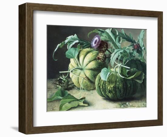 A Still Life of Pumpkins and Artichokes-Carl Vilhelm Balsgaard-Framed Premium Giclee Print