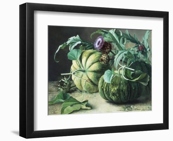 A Still Life of Pumpkins and Artichokes-Carl Vilhelm Balsgaard-Framed Premium Giclee Print