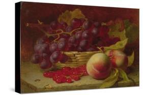 A Still Life of Red Currants, Peaches and Grapes in a Basket (Oil)-Eloise Harriet Stannard-Stretched Canvas