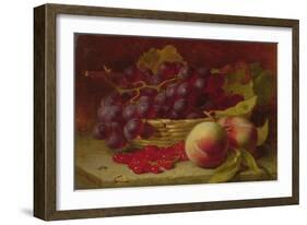 A Still Life of Red Currants, Peaches and Grapes in a Basket (Oil)-Eloise Harriet Stannard-Framed Giclee Print