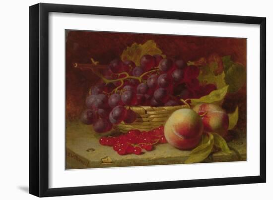 A Still Life of Red Currants, Peaches and Grapes in a Basket (Oil)-Eloise Harriet Stannard-Framed Giclee Print