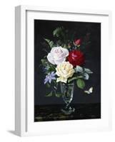 A Still Life of Roses and Clematis-Olaf August Hermansen-Framed Photographic Print