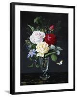 A Still Life of Roses and Clematis-Olaf August Hermansen-Framed Photographic Print