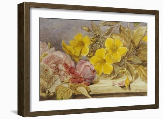 A Still Life of Roses and Other Flowers on a Ledge-Mary Elizabeth Duffield-Framed Giclee Print