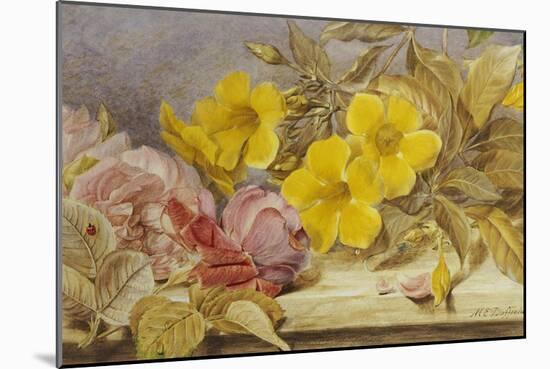 A Still Life of Roses and Other Flowers on a Ledge-Mary Elizabeth Duffield-Mounted Giclee Print