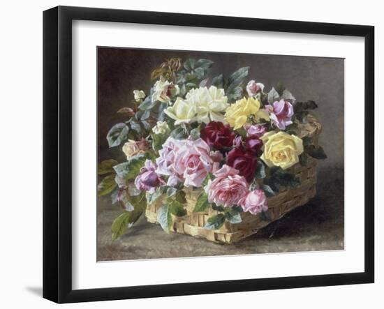 A Still Life of Roses in a Basket, 1894-Anthonore A.E. Christensen-Framed Giclee Print