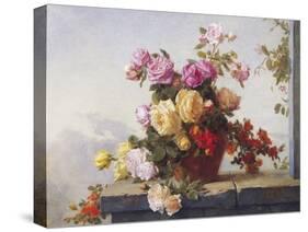A Still Life of Roses-Paul Claude Jance-Stretched Canvas