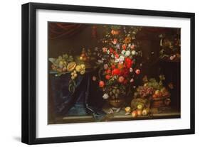 A Still Life of Summer Flowers in a Sculpted Urn (Oil on Canvas)-Frans Ykens-Framed Giclee Print