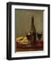 A Still Life of Two Glasses of Red Wine, a Bottle of Wine, a Corkscrew and a Plate of Biscuits on…-Albert Anker-Framed Premium Giclee Print