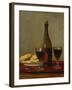 A Still Life of Two Glasses of Red Wine, a Bottle of Wine, a Corkscrew and a Plate of Biscuits on…-Albert Anker-Framed Giclee Print