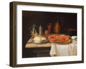 A Still-Life; with a Lobster and Bread on Salvers-Charles Collins-Framed Giclee Print