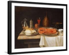 A Still-Life; with a Lobster and Bread on Salvers-Charles Collins-Framed Giclee Print